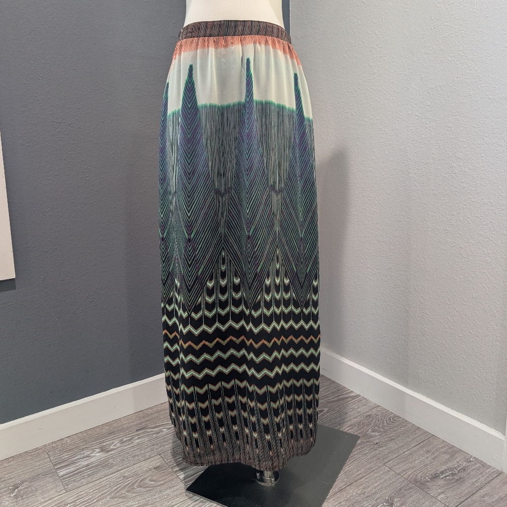 ANTHROPOLOGIE Geometric Border Print Maxi Skirt - Boho Size S